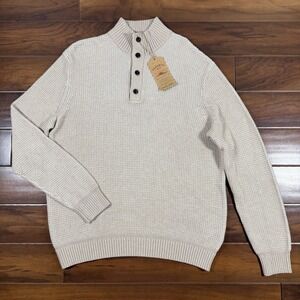 Faherty Size 1XLT Alpine Khaki Organic Cotton Cashmere Quarter Button Sweater